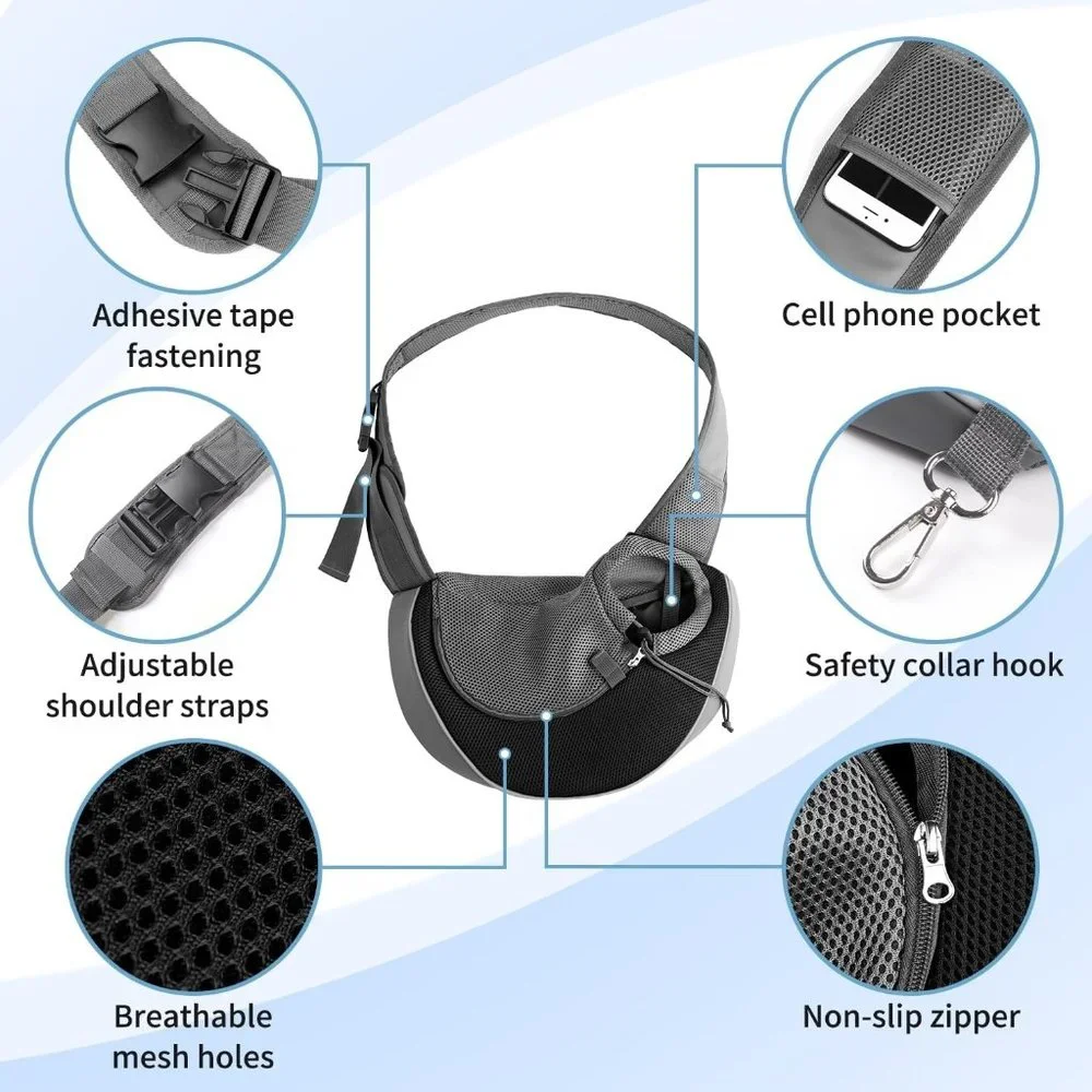 Pet Dog Sling Carrier Breathable Mesh Travel Safe Sling Bag Carrier for Dogs Cat